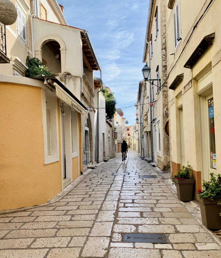 Cobbled street in Rab old town, Rab Island, Croatia